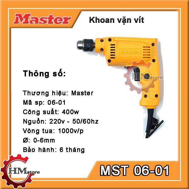 Máy bắn vít 6.5mm Master MST06-01, công suất 400w - Máy vặn vít mini, máy khoan sắt, khoan gỗ, khoan kim loại ..