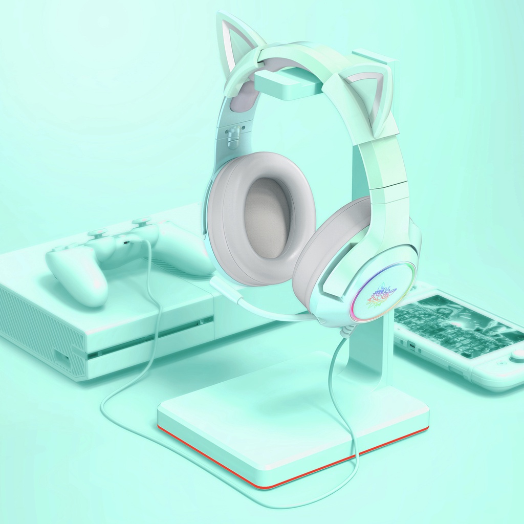 Tai nghe chơi game có mic ONIKUMA K9 tai mèo hồng tay nghe gaming dễ thương Tai và chống ồn cho điện thoại PC/PS4 Laptop