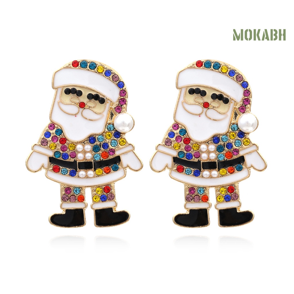 1 Đôi Bông Tai Hình Ông Già Noel Hoạt Hình Đính Đá Lấp Lánh Dành Cho Nữ