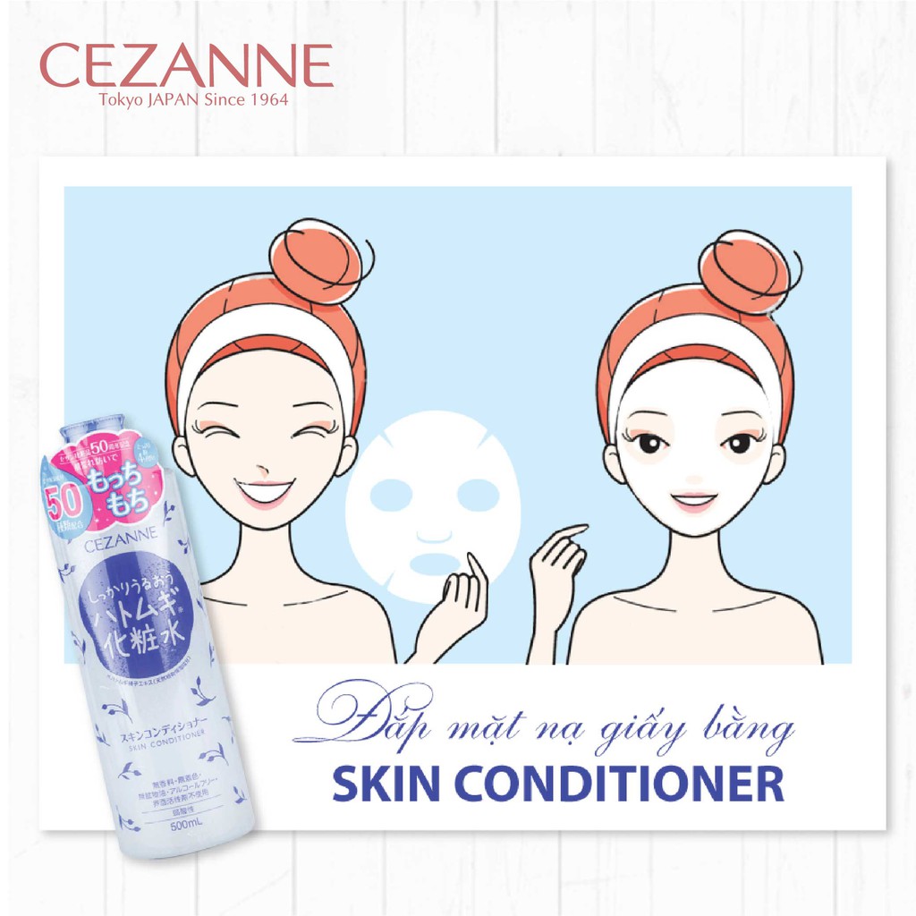 Nước hoa hồng dưỡng ẩm Cezanne Skin Conditioner Nhật Bản làm sạch, se khít lỗ chân lông 500ml