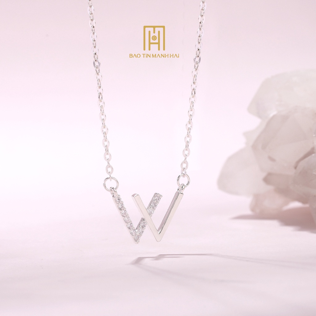 Dây chuyền Bạc ta hình chữ W phong cách Hàn Quốc DB06 Bảo Tín Mạnh Hải