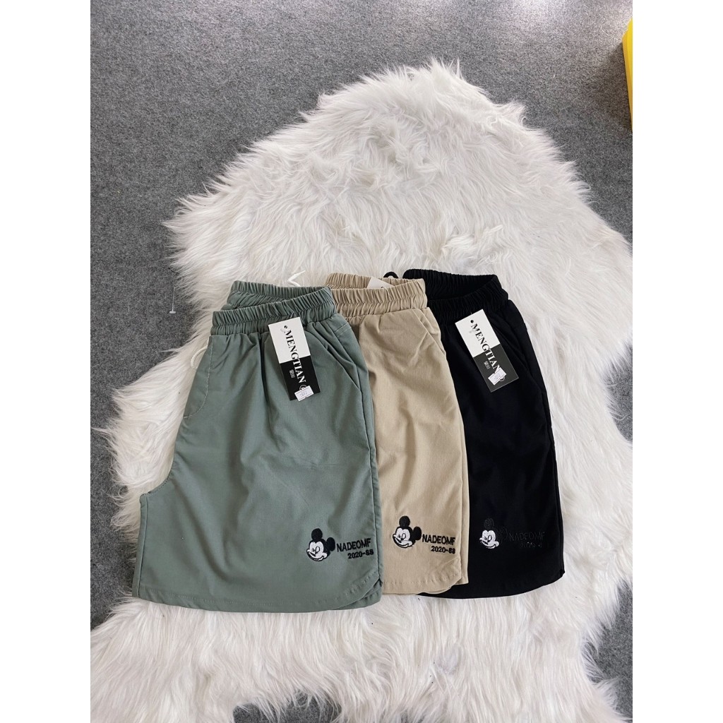 [Mã WAMTMLOAN0H giảm 20K đơn 0K] Quần Short Đùi Nữ Thêu Chữ Mickey Cạp Chun Co Giãn Tốt | BigBuy360 - bigbuy360.vn