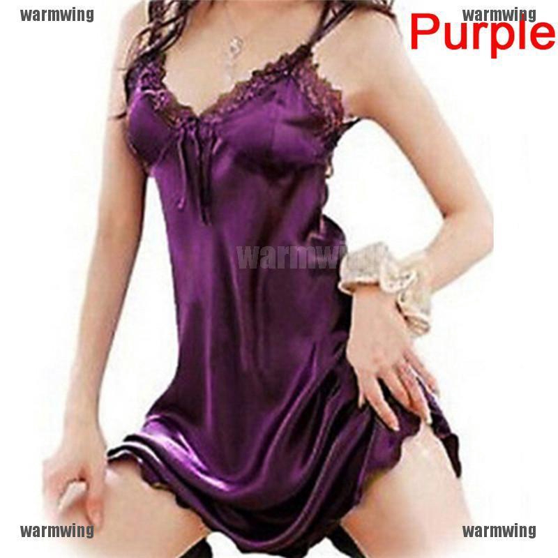 Đầm Ngủ Lụa Satin Phối Ren Quyến Rũ Cho Nữ