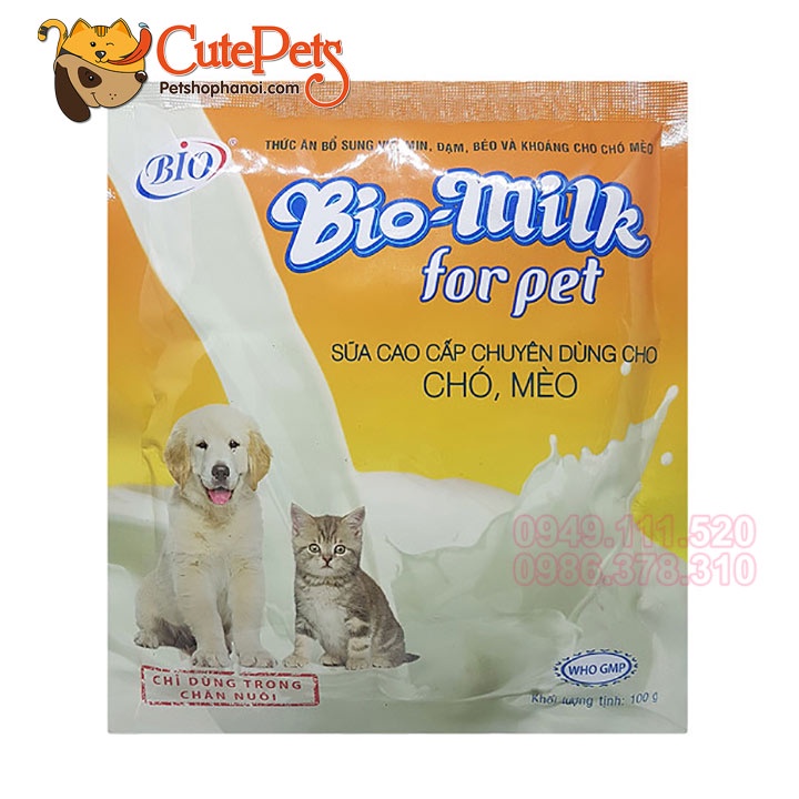 Sữa cho chó mèo Bio Milk 100g Sữa bột dinh dưỡng cho thú cưng - Siêu thị thú cưng