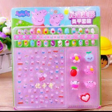 Sơn Móng Tay Giả Họa Tiết Hoạt Hình Frozen / Hello Kitty / Heo Peppa / Sophia Xinh Xắn Cho Bé Gái