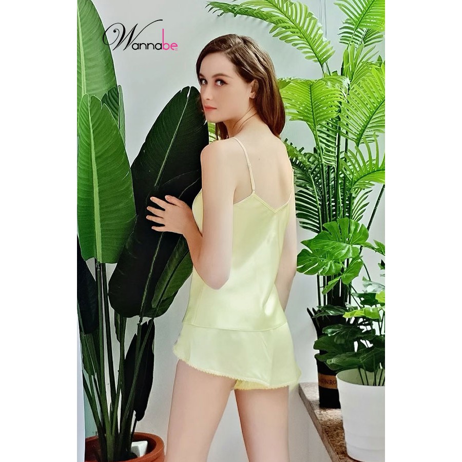 Đồ bộ mặc nhà phi lụa Wannabe, bộ short BSS02
