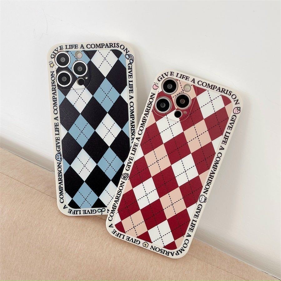 Ốp lưng cạnh vuông BVC caro 5/5s/6/6plus/6s/6splus/7/7plus/8/8plus/x/xr/xs/11/12/pro/max/plus/13/13Promax