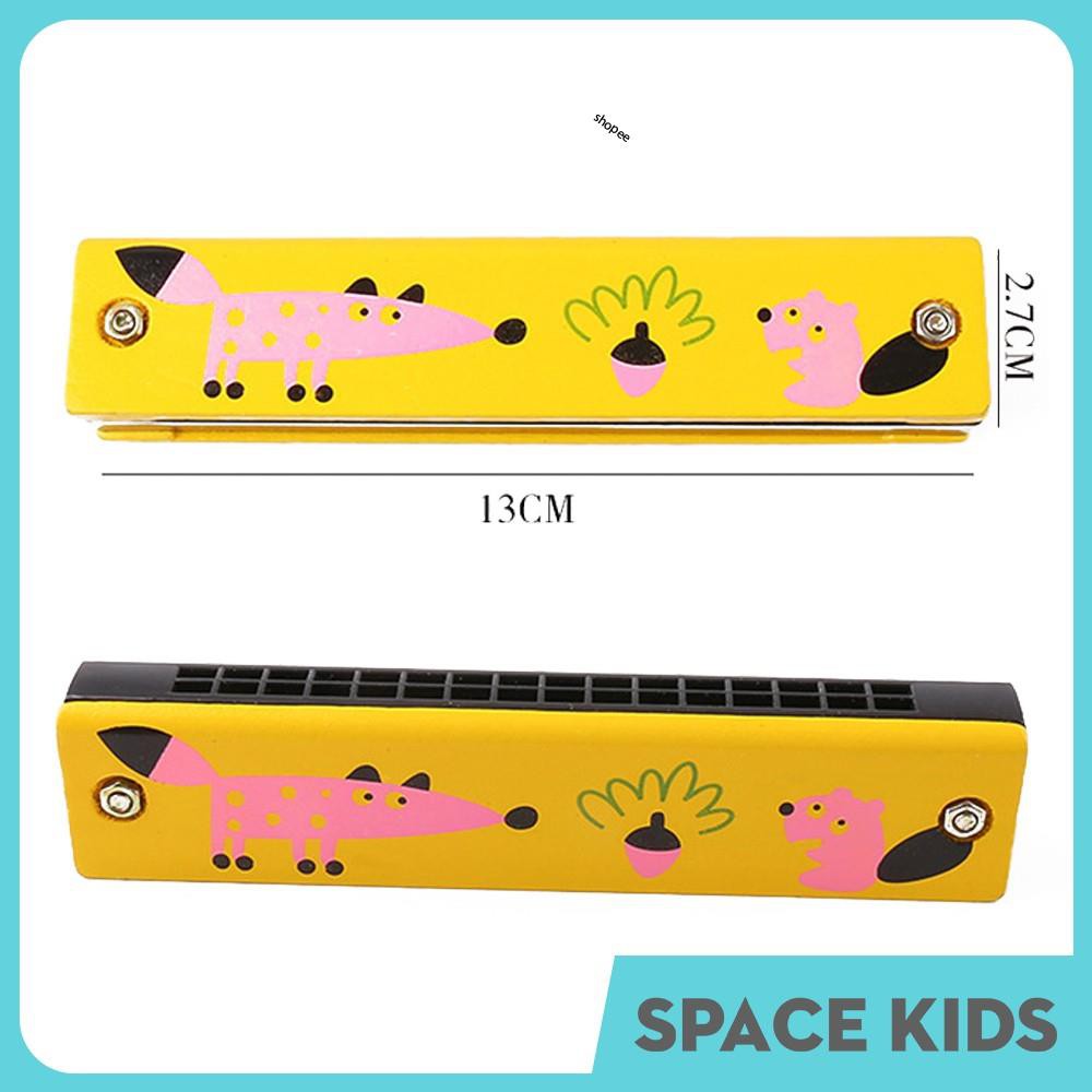 ♥ Đồ chơi âm nhạc Kèn harmonica bằng gỗ 32 lỗ, họa tiết dễ thương cho trẻ em Space Kids ♥