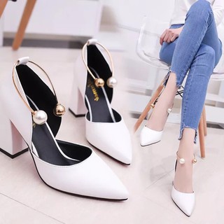 Giày cao gót mũi nhọn đế vuông 7p hàng Quảng Châu