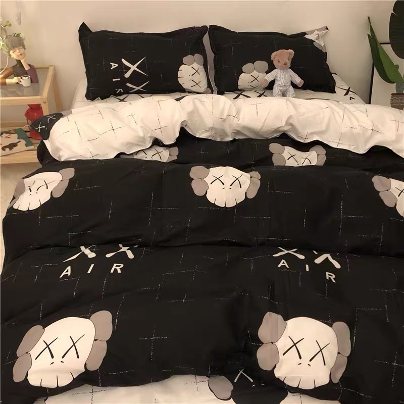Set Chăn Ga Kaws Đen Cotton Poly Siêu Phẩm Thoáng Mát Cực Chất (Shinbedding.shop)