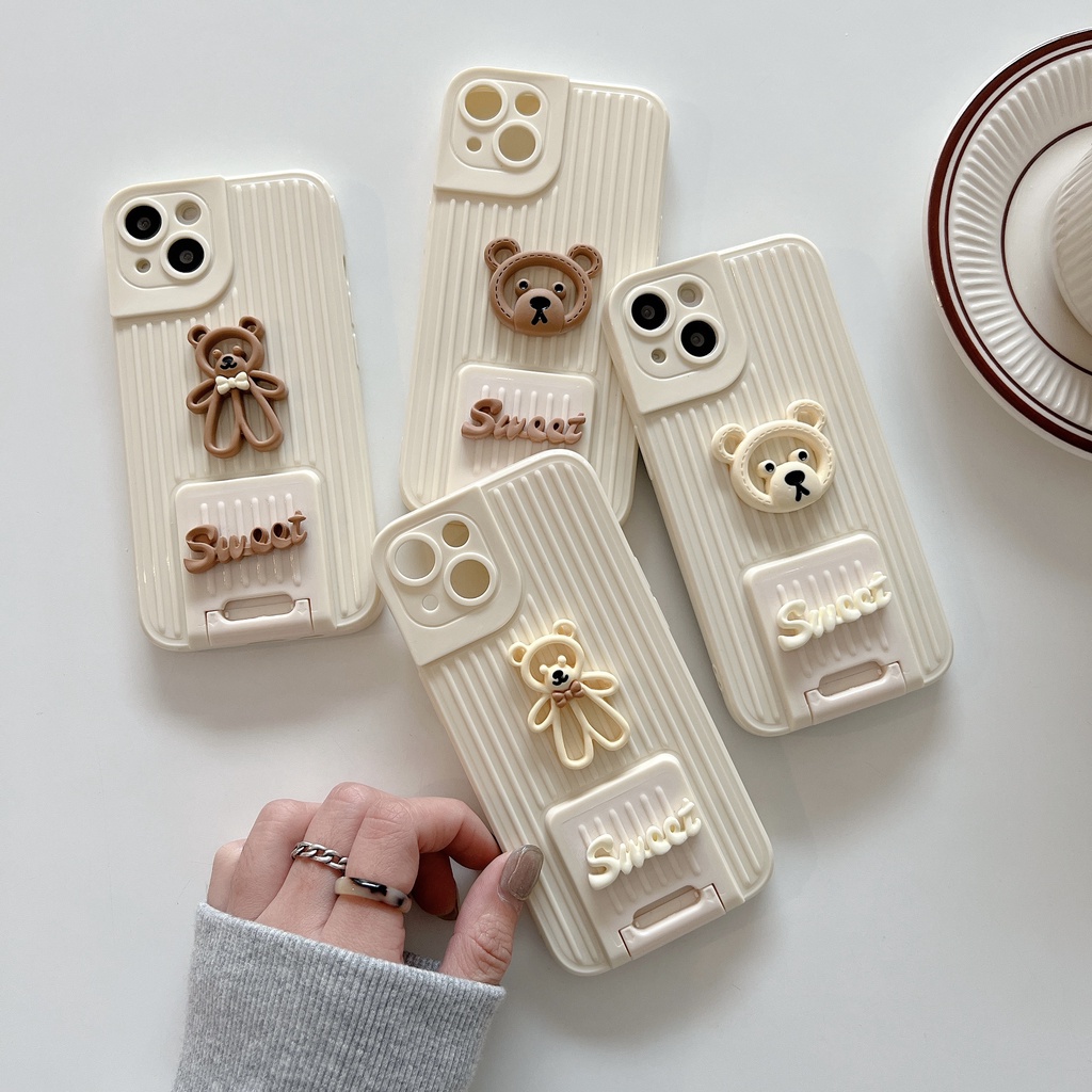 Ốp Điện Thoại Hình Gấu 3D Dễ Thương Cho iPhone 12 13 11 PRO MAX XR 11 12 PRO X XS MAX