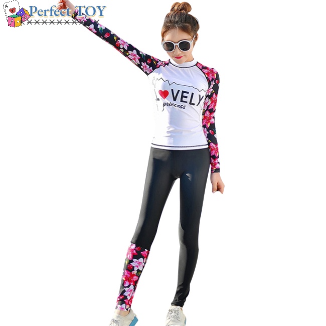 Bộ Đồ Bơi 2 Mảnh Dài Tay Chống Nắng Mau Khô Dành Cho Mẹ Và Bé