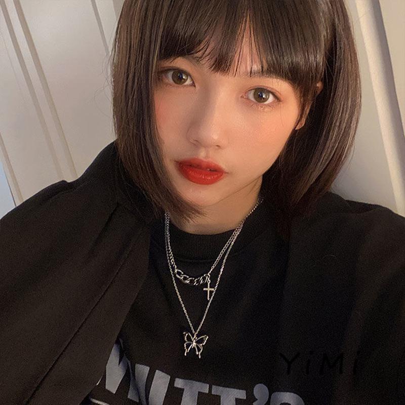 Vòng cổ Mặt Hình Bướm Xếp Chồng Phong Cách Hip Hop Thời Trang Thu Đông Cho Nữ