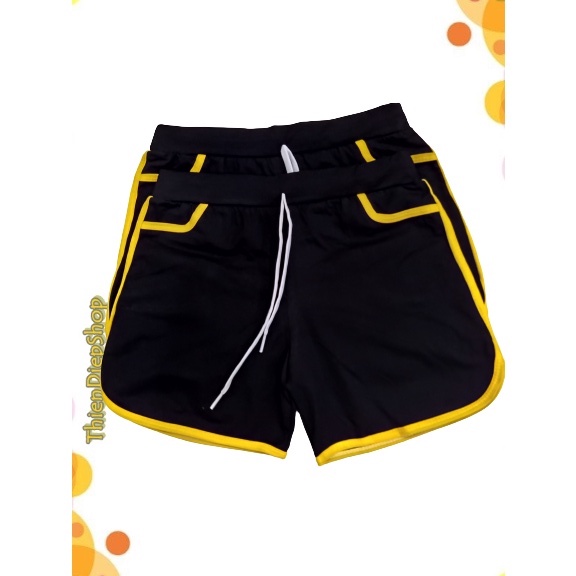 Quần đùi nữ viền sọc mặc nhà màu đen, quần dây rút vãi thun cotton 4 chiều co giãn thoáng và thấm hút mồ hôi, mặc nhà | BigBuy360 - bigbuy360.vn