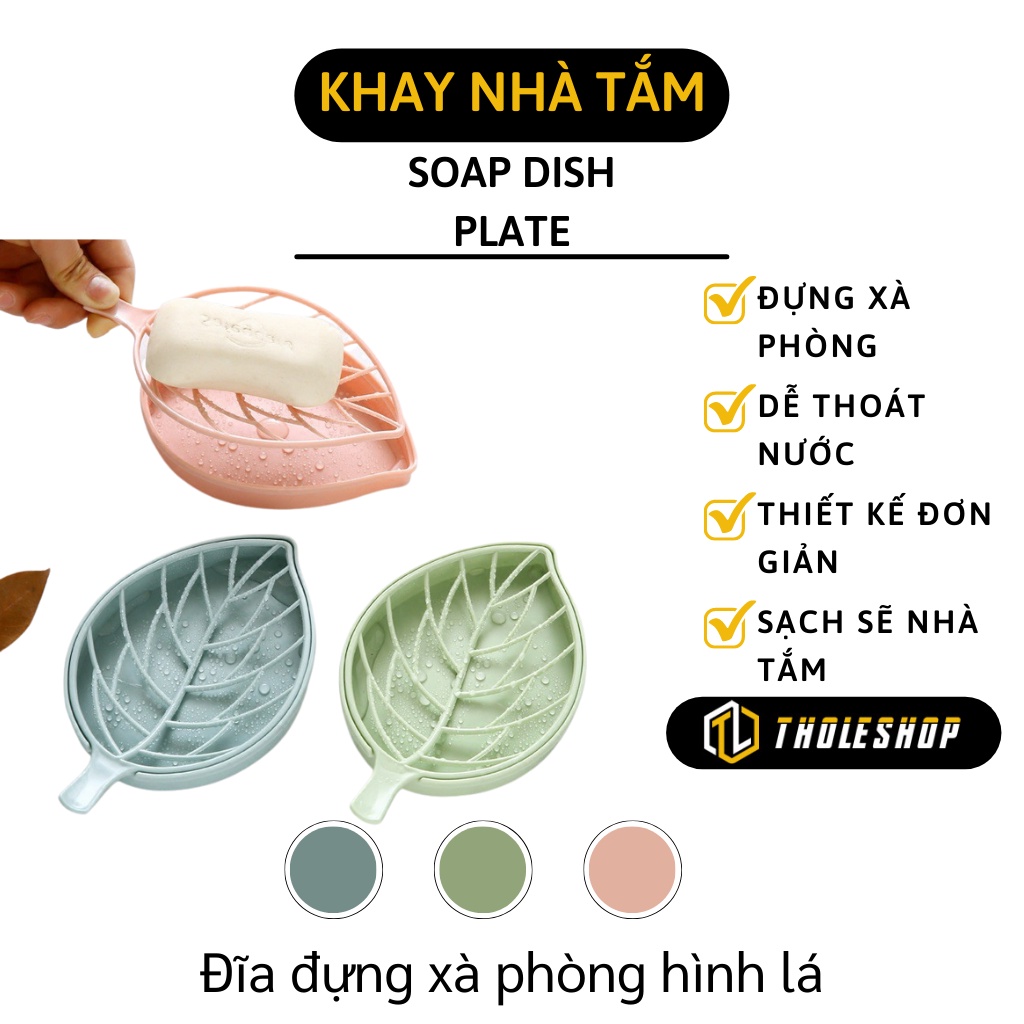 Khay Đựng Xà Phòng - Giá Để Xà Bông 2 Lớp Hình Chiếc Lá, Có Rãnh Thoát Nước 4718