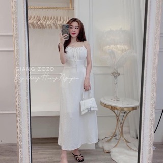 Váy maxi đũi 2 dây nhún ngực chuẩn điệu kèm ảnh thật