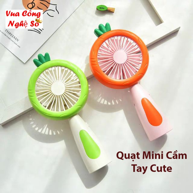 Quạt mini cầm tay để bàn hình quả dứa  tích điện cầm 2 mức gió (tặng dây sạc) nhỏ gọn dễ sử dụng