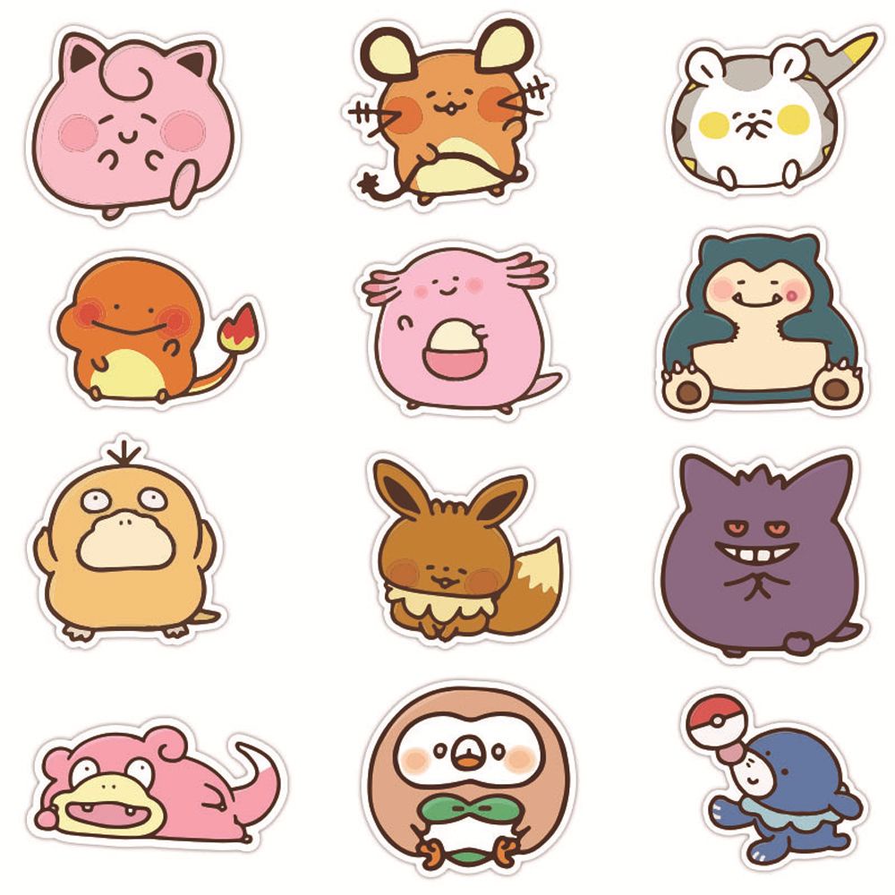 Bộ 38 miếng dán trang trí va li/ đàn guitar điện thoại chống thấm nước hình Pikachu Pokemon dễ thương