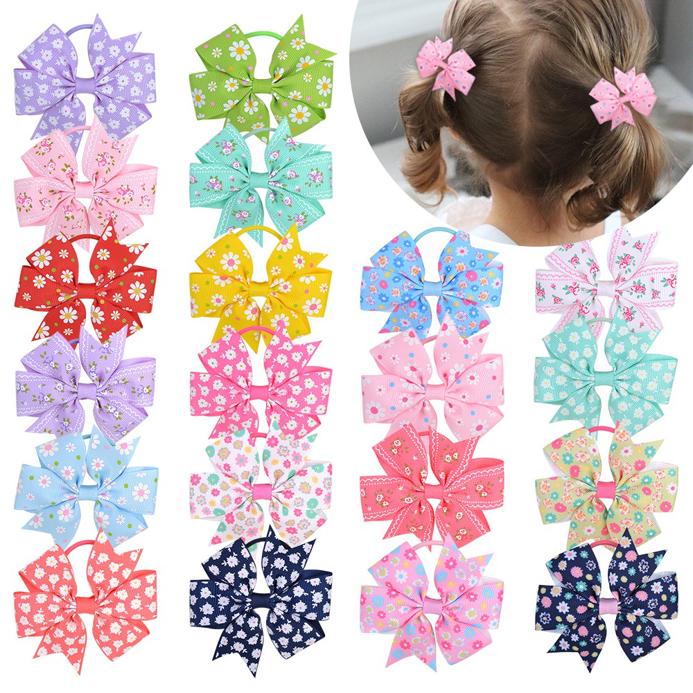 Dây cột tóc KIDSBOWS in hoa 20 màu tùy chọn cho bé