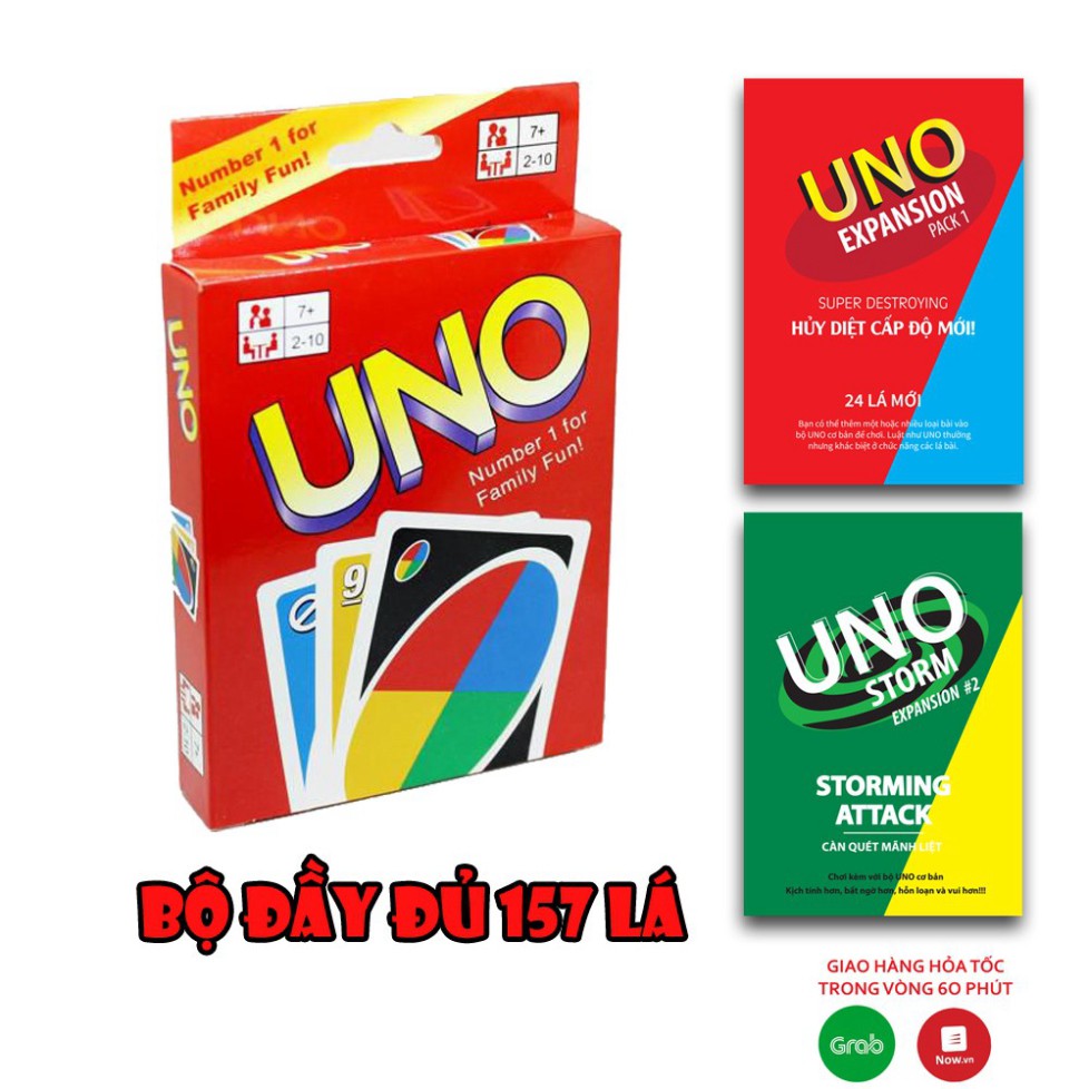 Bộ UNO đầy đủ 157 lá CƠ BẢN + MỞ RỘNG S020