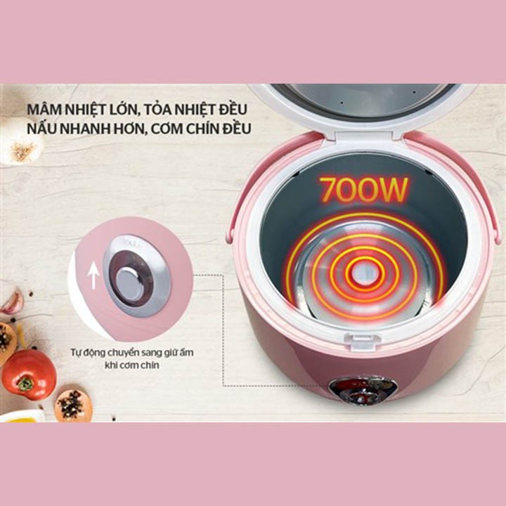 [Mã ELHADEV giảm 4% đơn 300K] Nồi cơm điện 1.8L SUNHOUSE HappyTime nồi cơ thân nhựa kiểu dáng mới siêu bền