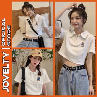 Áo croptop cộc tay dưới 55kg jovelty store - polo thêu gấu