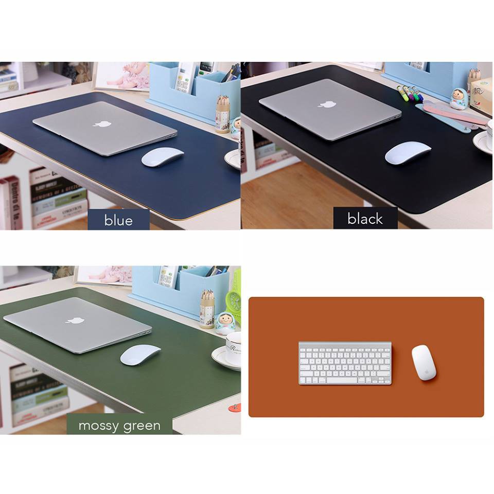 [Mẫu 2 Mặt, Khâu Viền] Miếng Lót Bàn Làm Việc DeskPad Da Cỡ Lớn Kiêm Bàn Di Chuột Máy Tính Mouse Pad