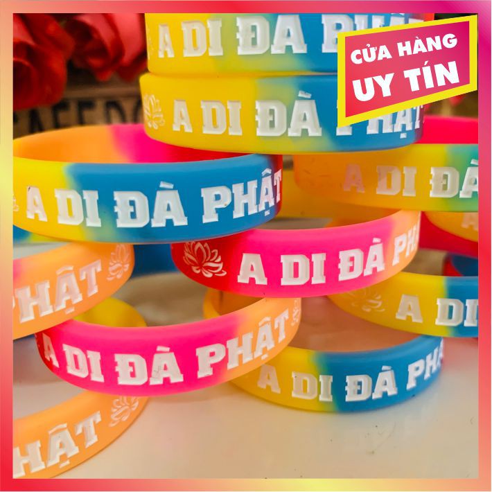 Vòng Tay Cao Su Trẻ Em  A DI ĐÀ PHẬT. Vòng phân đoạn màu