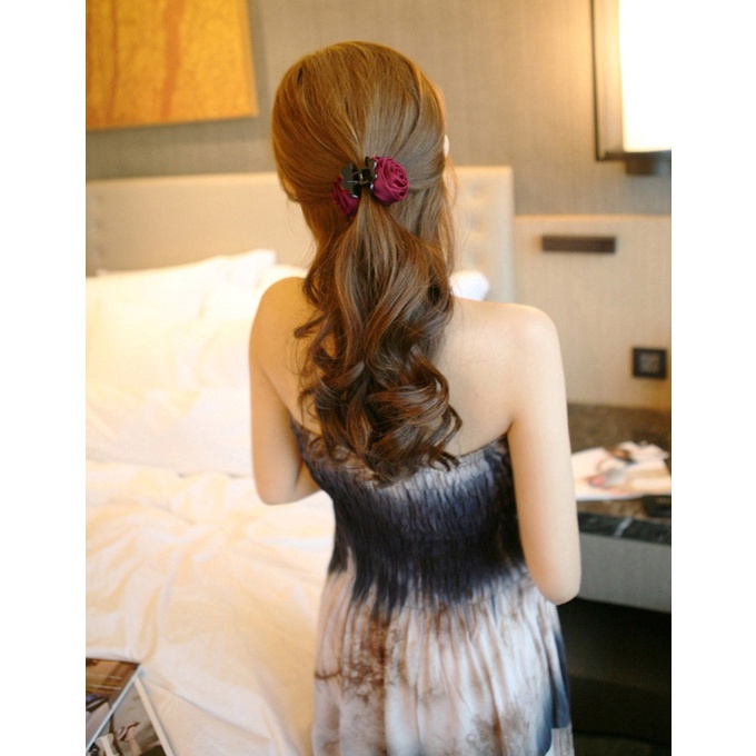 Kẹp Tóc Vải Hàn Quốc Bông Hoa Hồng handmade cao cấp - Kẹp tóc bé gái đuôi ngựa hot trend - Phụ kiện thời trang