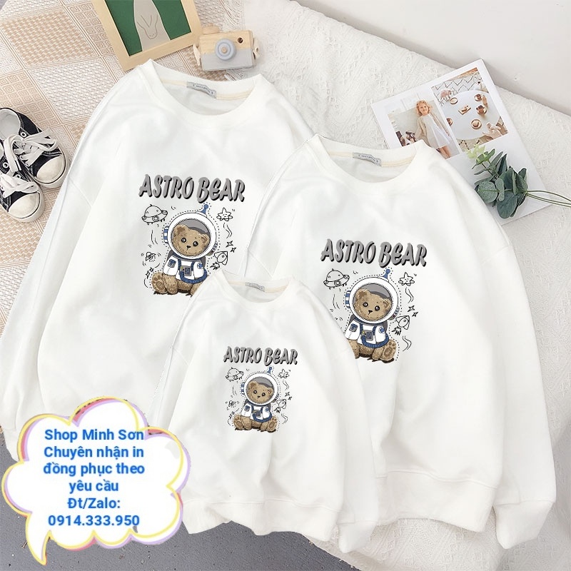 🚀🛸🚀ÁO NỈ BÔNG SWEATER ASTRO BEAR SIÊU HOT, ÁO NỈ ĐÔI LOẠI 1 ĐỦ MÀU ĐỦ SIZE