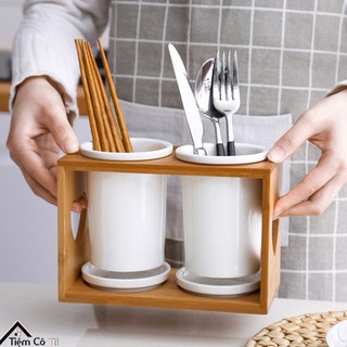 Set ống đựng đũa trắng trơn