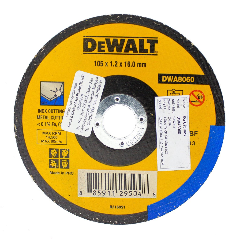 Đá Cắt KL/Inox DEWALT DWA8060-B1/ DWA4520FAIA 100X1.2X16mm - Chính Hãng - SKU DWA8060 DWA4520FAIA