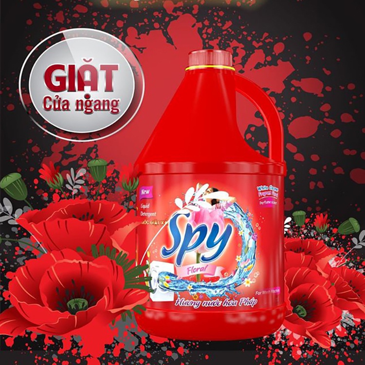 Nước giặt, Nước giặt xả SPY đỏ, cửa ngang 4500ml, lưu giữ hương thơm trong 5 ngày, diệt 99% vi khuẩn SP000083