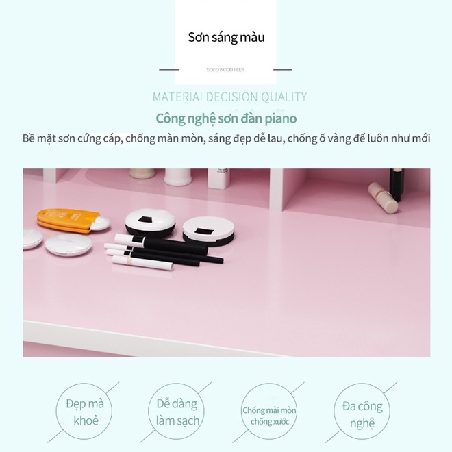 Bàn trang điểm tại nhà Dùng được cả trong những căn hộ nhỏ Có kèm gương Hiện đại tối giản có thể trữ được nhiều đồ