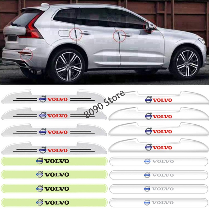 Bộ 4 Miếng Dán Phản Quang Trong Suốt Bảo Vệ Viền Cửa Xe Hơi Volvo S80 Xc60 Xc70 Xc80 Xc90