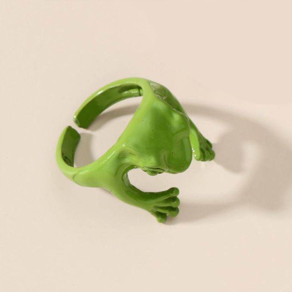 Nhẫn Hở Hình Chú Ếch Xanh Lá Dễ Thương Vui Nhộn Có Thể Điều Chỉnh Cho Nam Và Nữ