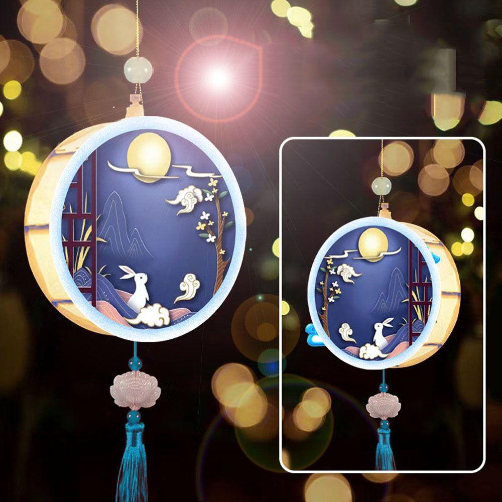 YIYU Lồng Đèn Hình Thỏ Mặt Trăng Phong Cách Cổ Điển Độc Đáo Trang Trí Lễ Hội