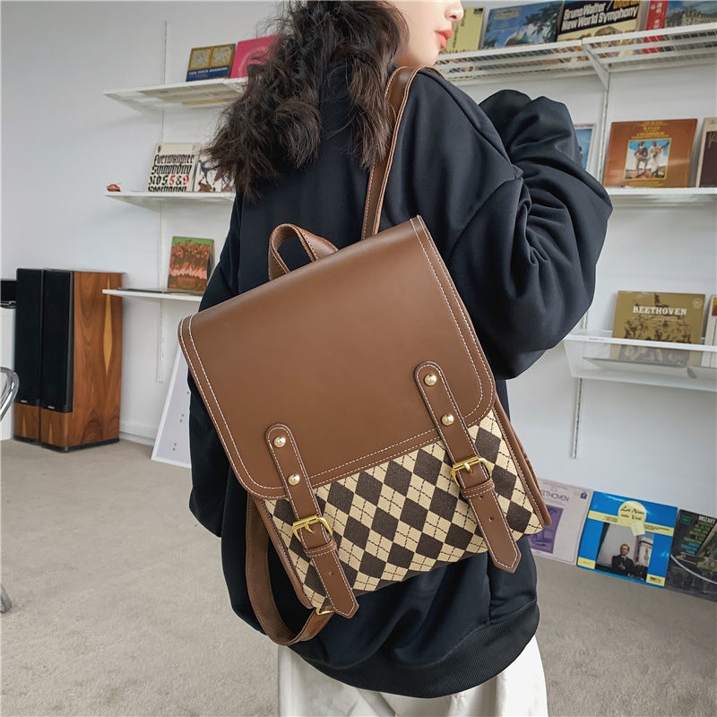 Balo Da PU Phong Cách Preppy Dễ Thương Cho Nữ