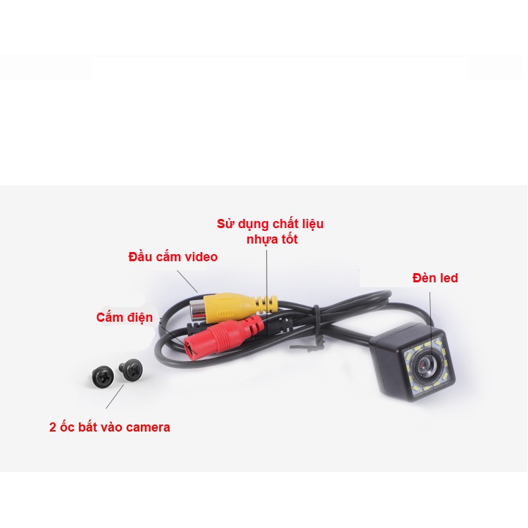 Camera Lùi Cho Xe Hơi Ô Tô CCD HD 12 LED (Vuông) Trợ Sáng Ban Đêm 7Giftshop