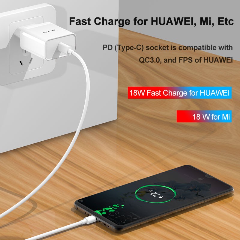 Awei C-811 PD18W+QC3.0 Dual Port Smart Quick Charger With Two Colors