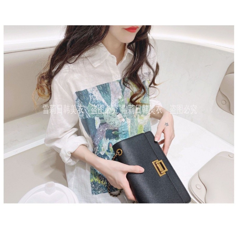 Áo Sơ Mi Cotton Tay Dài Dáng Rộng In Họa Tiết Graffiti Màu Sắc Thời Trang Cho Nữ