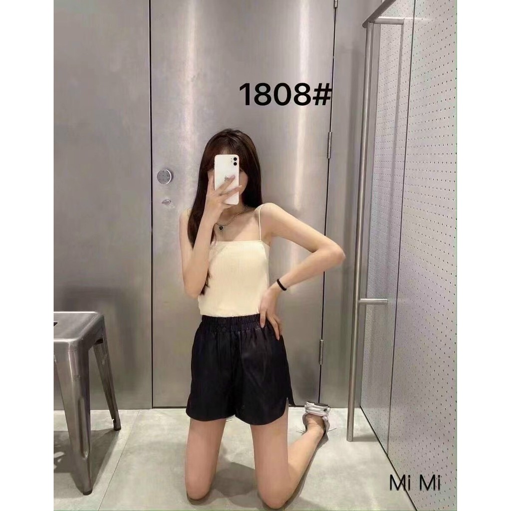 Áo hai dây gân tăm kiểu dây sợi bún có mút đệm vải cotton - Áo 2 dây siêu co dãn ôm sát cơ thể mix đồ siêu chất