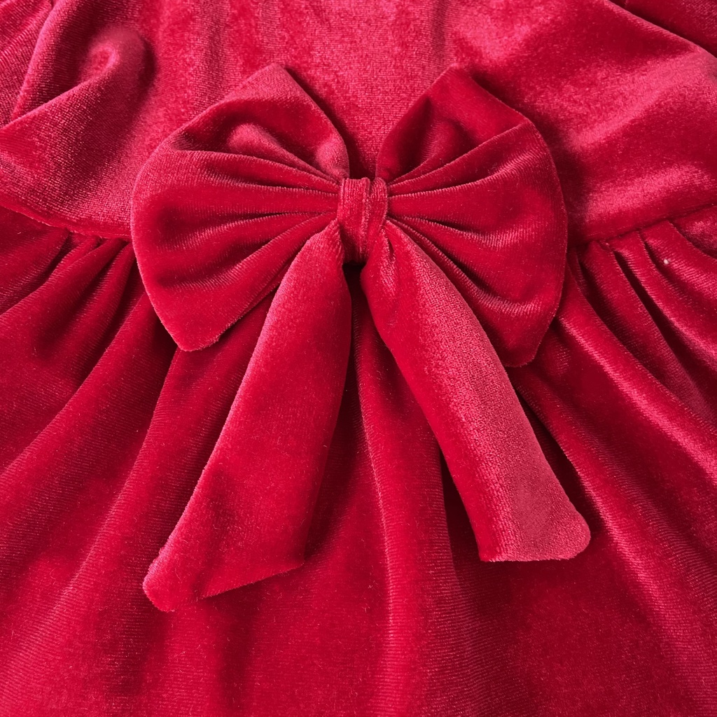 Váy nhung cho bé gái Nina Kids Boutique Đầm Noel Công chúa Màu đỏ Kèm quần chip Size 0m 24m
