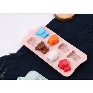 Khuôn silicon đổ socola làm rau câu làm bánh quy 8 con vật đáng yêu MS712