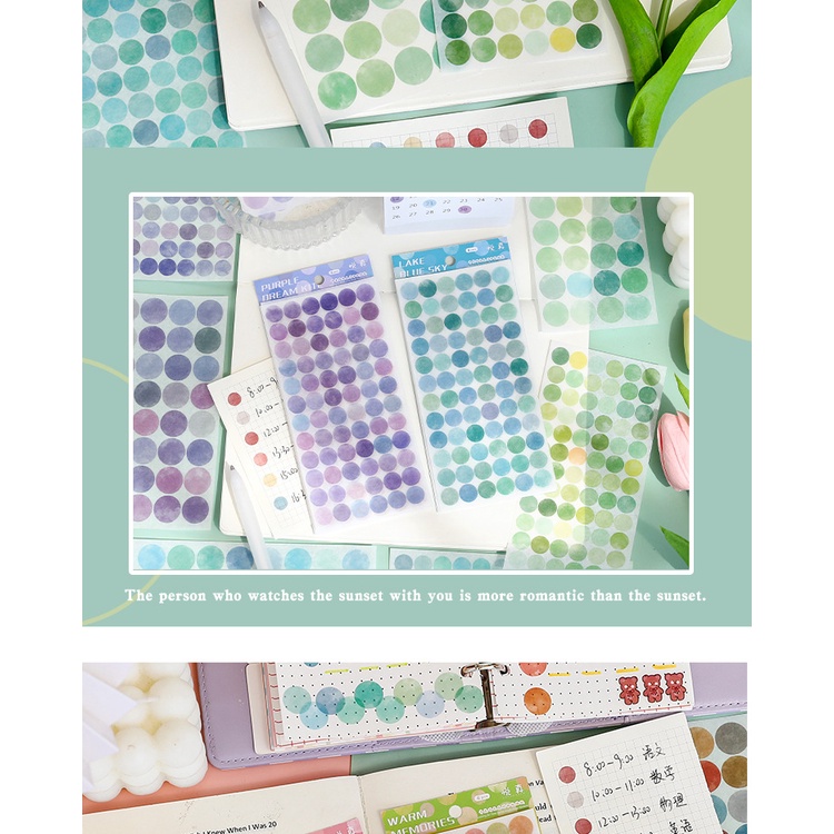 Set 6 Miếng Dán Họa Tiết Chấm Bi Nhiều Màu Dễ Thương Trang Trí Sổ Tay/ Nhật Ký Diy