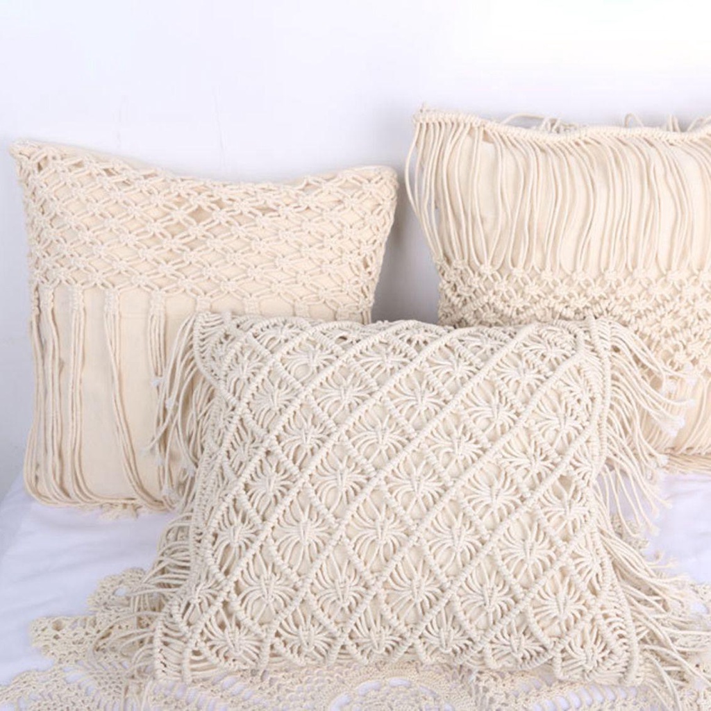 Vỏ Gối Cotton Nguyên Chất Phối Tua Rua Phong Cách Bohemian Thời Trang WMES15H