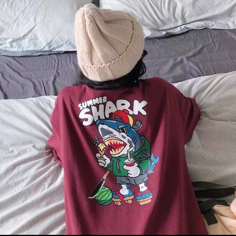 Áo thun nam nữ SHARK unisex form rộng cao cấp bền màu cực hot 1Kenz