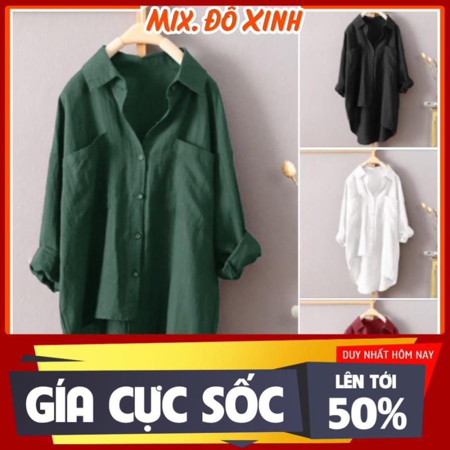 Áo sơ mi bigsize nữ, sơ mi nữ form rộng Mix.Đồ Xinh, kiểu tà lệch sang chảnh, chất liệu Đũi tơ mềm mát SMH.31 !