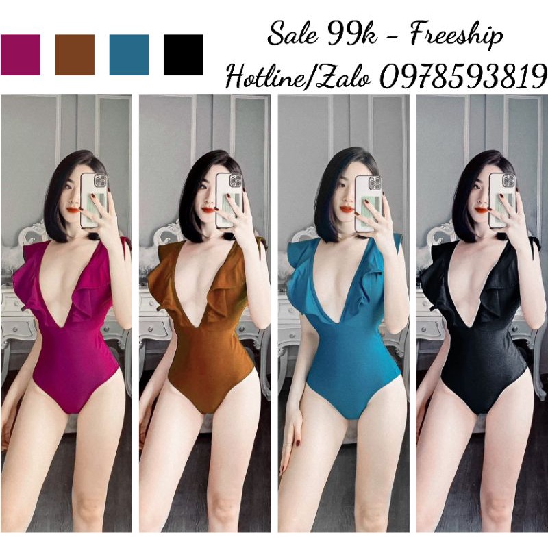 [FREESHIP] Monokini/bikini/swimsuit/đồ bơi tắm biển cánh tiên bèo hở ngực nhiều màu có mút ngực siêu xinh