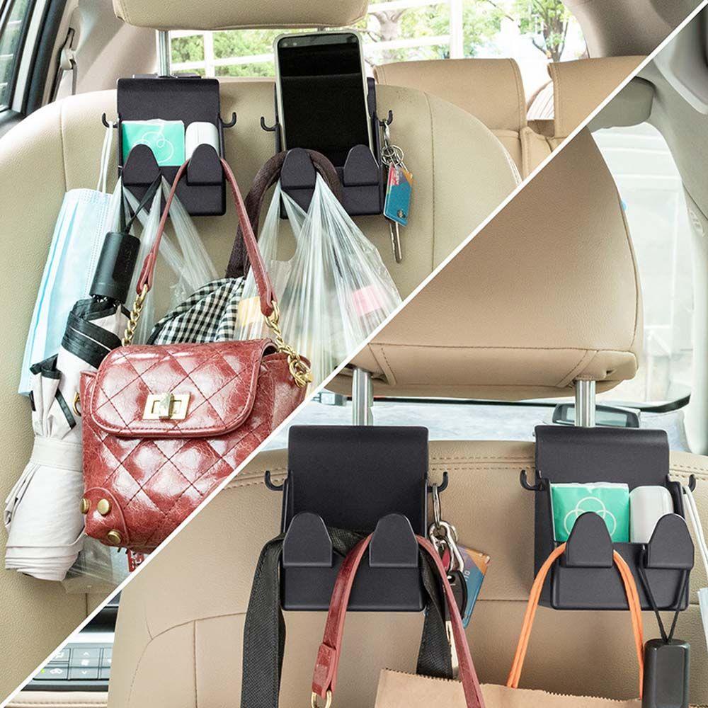 QUINTON Multifunctional Car Chair Back Hook Door Hanging Double Head Hanger Rear Seat Back Hook PP Creative Household Hook Bag Storage Holder Car Stuff Phone holder Headrest Hanger